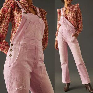 Anthropologie Pilcro The Wanderer Corduroy Overalls Size 27 Distressed Pink $180